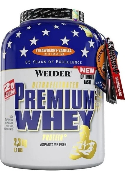 Premium Whey Protein Tozu 2300 Gr Vanilya-Çilek (Orijinal Distribütör Bandrollü)