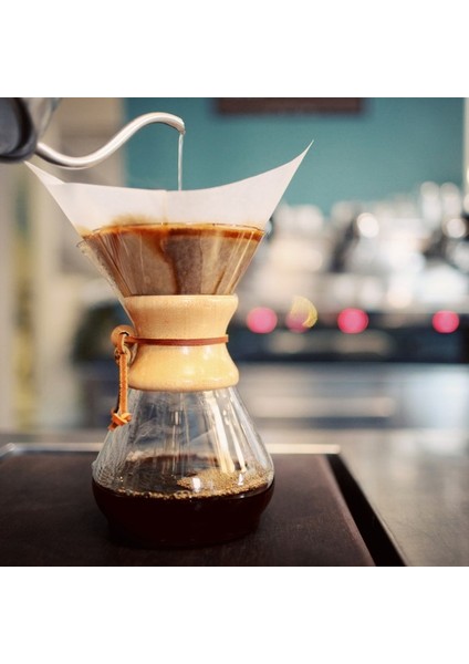 Ahşap Boyunlu Cam Demleme Ekıpmanı 6 Cups & Filtre Kağıdı 100LÜ