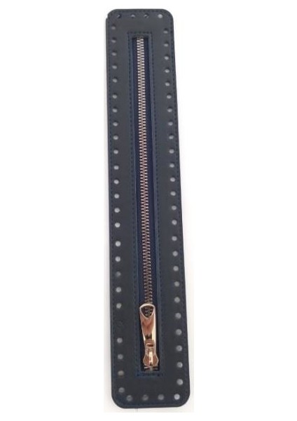Angel Çanta Akssesuar Derili Fermuar Yeni Model Lacivert 30 cm Gümüş
