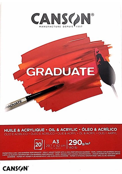 Çizim Bloğu Graduate Yağlı Boya ve Akrilik 20 Sayfa A3 290 gr