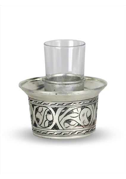 Bakır Rakı Şişelik Ehli Keyf Takımı Kalın Kalay Kaplama Keski Işlemeli