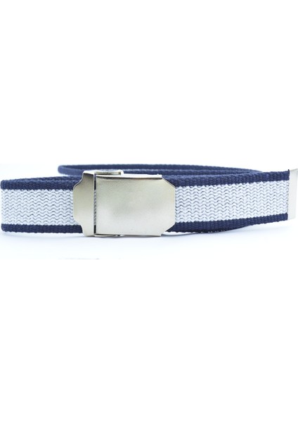 Beyaz-Lacivert Kolon Kemer 4 cm