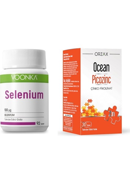 Selenium 100 Mcg 92 Tablet + Ocean Picozinc Çinko Pikolinat 30 Tablet