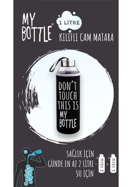 My Bottle Borosilikat Cam Matara 1000 ml Su Şişesi 1lt