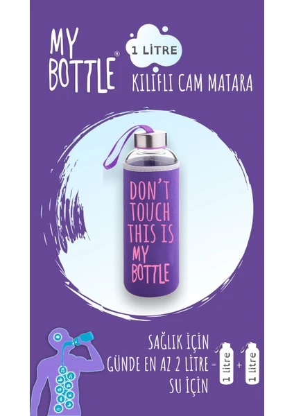 My Bottle Borosilikat Cam Matara 1000 ml Su Şişesi 1lt