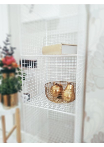 Metal Kafes Dekoratif Tel Vitrin/konsol Modeli (Beyaz)