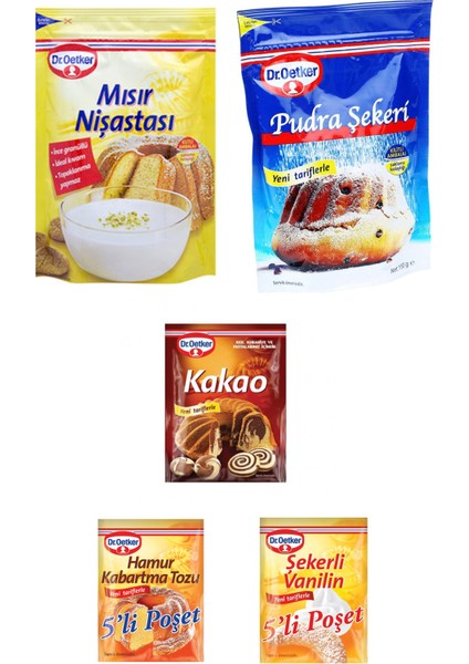 Dr Oetker Kurabiye Malzeme Paketi-2 Mısır Nişastası Pudra Şekeri Vanilya Kakao Kabartma Tozu