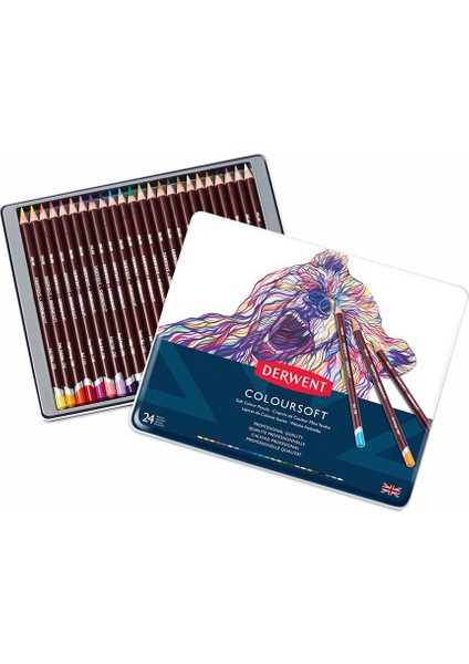 : Coloursoft : Kuru Boya Kalem Seti : 24 Renk Metal Kutu