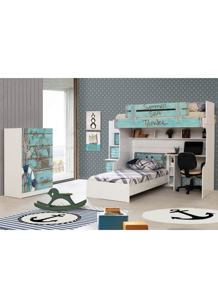 Ranza Summer Ranza Karyola Çalışma Masası 2 Kapaklı Dolap