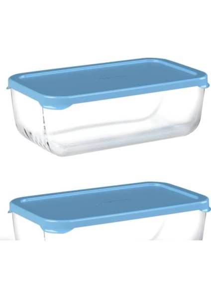 Snowbox 2'li Cam Saklama Kabı 1200CC Mavi Renkli