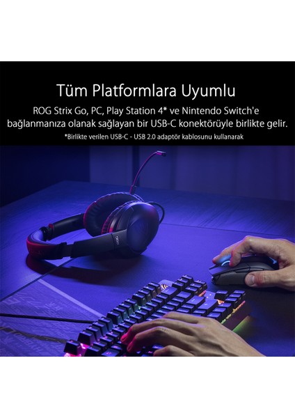 Rog Strıx Go Usb-C Oyuncu Kulaklığı Pc/Mac/Mobıl/Ps4/Nıntendo Swıtch Cihazlar Uyumlu