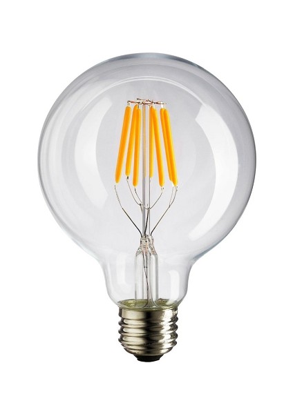 6 Watt Flament LED Ampul G95 Glop Şeffaf Gunışığı CT-4354