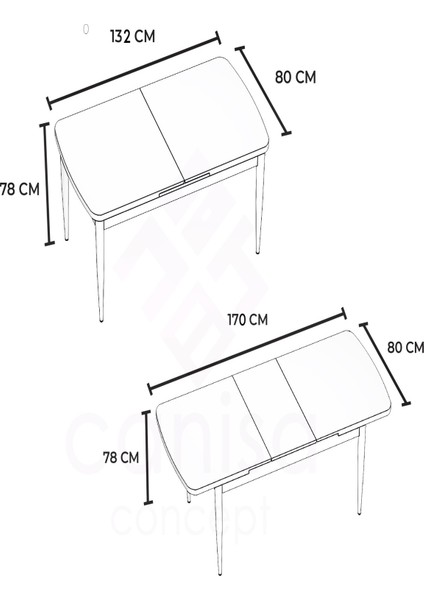 Concept Zen Serisi Mdf Açılabilir Mutfak Masası Takımı ,beyaz Mermer Desen Masa + 6 Adet Sandalye modelleri