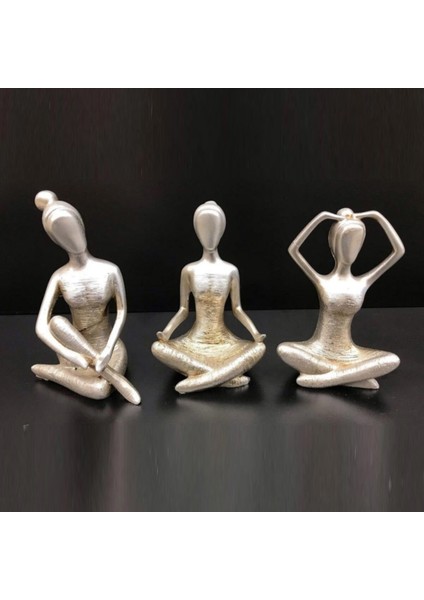 Polyester 3'lü Yoga Yapın Kadın Biblo - Gümüş
