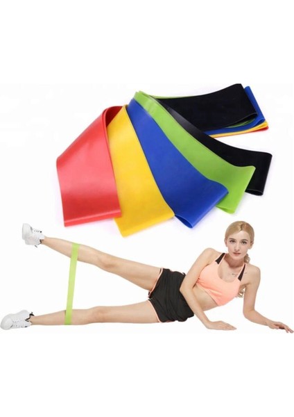 5 Li Farklı Dirençte Aerobik Bandı Pilates Squat Çalışma Lastiği