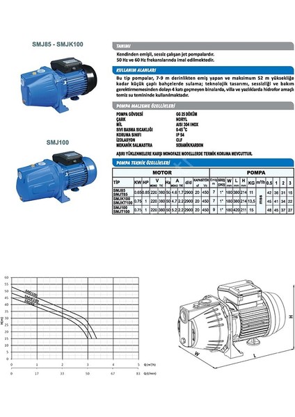 SMJT220 - Jet Pompa 2.2 Hp - Trifaze