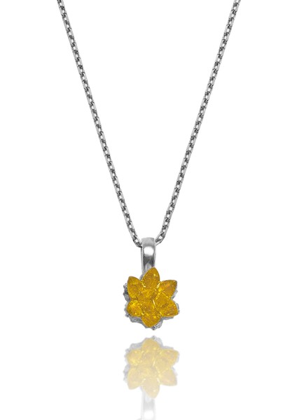 Lotus Çiçeği Peridot Taşlı Gümüş Kolye