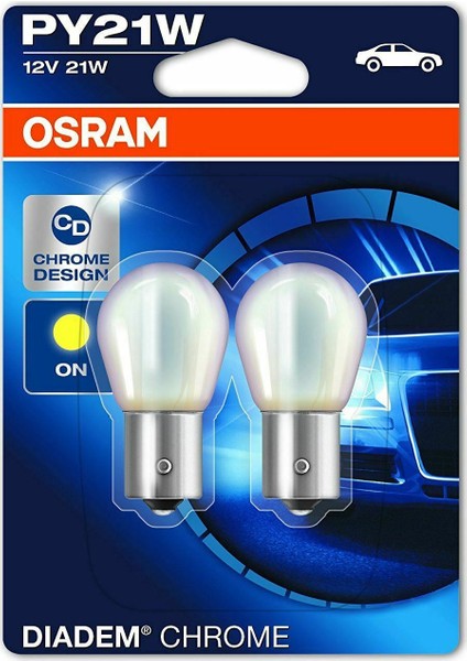 Sinyal Ampulü 12V 21W Krom Kaplama PY21W Chrome Design Sarı Işık 7507-DC-02B