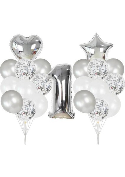 1 Yaş Gümüş balon Seti