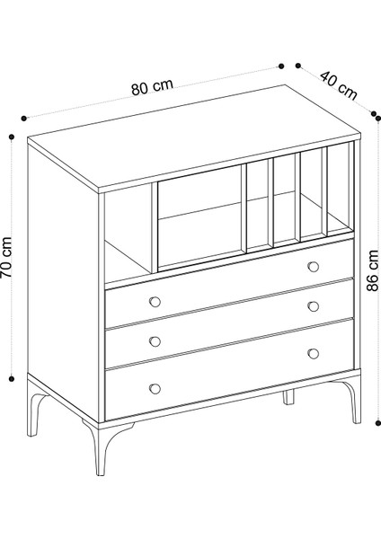 Nevada Şifonyer Modern Tasarım Safir Meşe 80 cm Genişlik 85 cm Yükseklik 3 Çekmeceli fırsatları