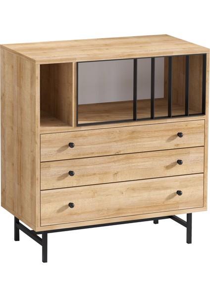 Carla Şifonyer Modern Tasarım Safir Meşe 80 cm Genişlik 85 cm Yükseklik 3 Çekmeceli modelleri