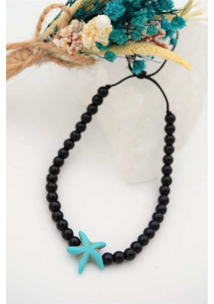 Oniks ve Turkuaz Metalsiz Bileklik