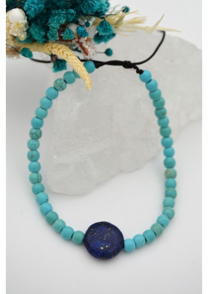 Lapis Lazuli ve Turkuaz Taşlı Metalsiz Bileklik fiyatları