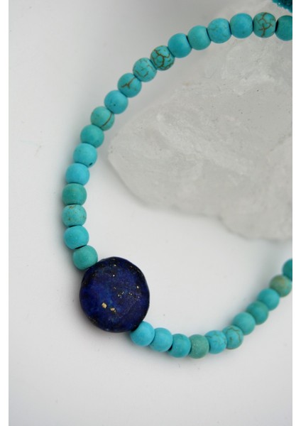 Lapis Lazuli ve Turkuaz Taşlı Metalsiz Bileklik modelleri