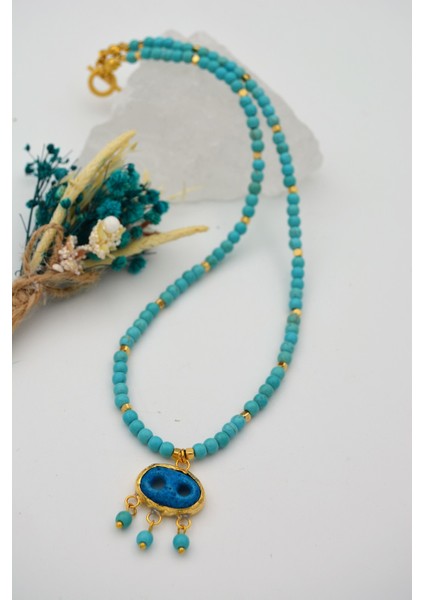 Turkuaz Süryani Gözü Nazar ve Kolye