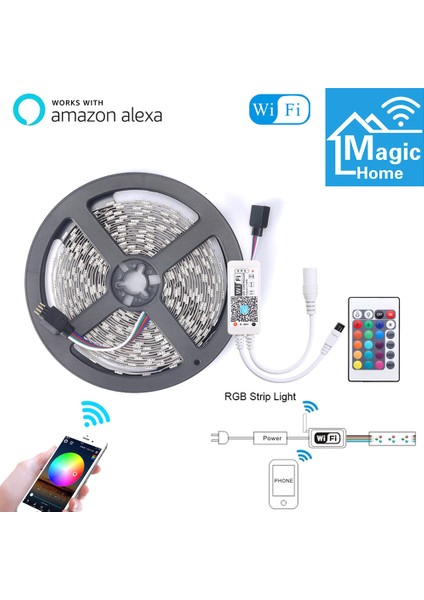 Akıllı Wifi Kontrol Renk Değiştirme LED 5050 Rgb Su Geçirmez (Yurt Dışından)