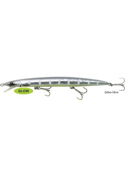 Jerk Minnow 175 Mm 29 Gr Sinking Suni Yem Zebra Glow