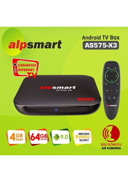 AS-575 Android Tv Box 4gb Ram 64GB Dahili Hafıza