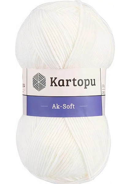 Ak-Soft K010 Beyaz El Örgü Ipliği 100GR