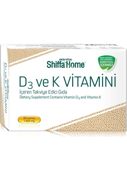 Shiffa Home D3 ve K Vitamini 1300 Mg 30 Adet