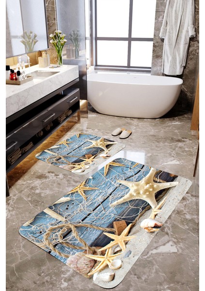Deniz Yıldızı 2'li Banyo Paspas Takımı MKTBP-098 60X100/50X60