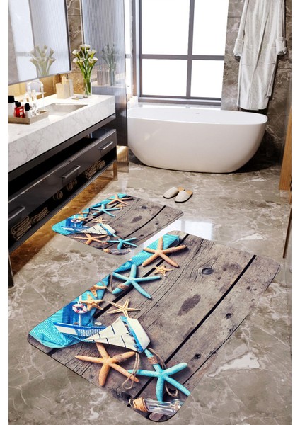 Deniz Yıldızı 2'li Banyo Paspas Takımı MKTBP-086 60X100/50X60