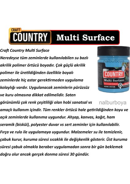 Craft Counrty Craft Country Akrilik Hobi Boyası Multi Surface 120 cc Oksit Yeşil 1068
