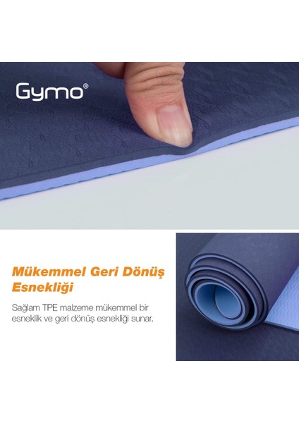 Ekolojik 6mm Tpe Yoga Matı Pilates Minderi Mavi