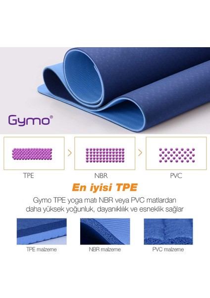 Ekolojik 6mm Tpe Yoga Matı Pilates Minderi Mavi