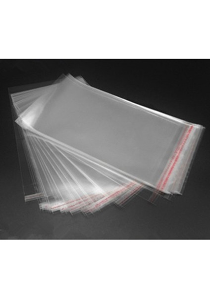 20 cm x 30 cm Şeffaf Bantlı Jelatin Yapışkanlı Poşet 25'li