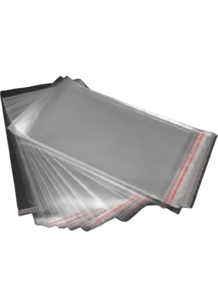 15 cm x 25 cm Şeffaf Bantlı Jelatin Yapışkanlı Poşet 25 'li