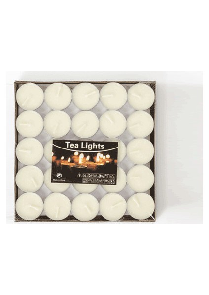 Tam İthalat Kokusuz Tealight Mum (50 Adet) - Beyaz