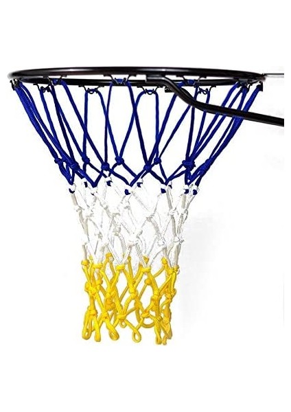 Basketbol Filesi 4mm Polys. Sax Mavi - Beyaz - Sarı - 2 Adet (Basketbol Pota Ağı)
