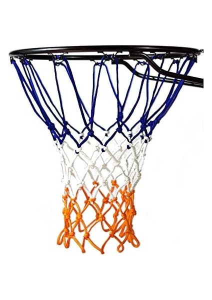 Basketbol Filesi 4mm Polys. Sax Mavi - Beyaz - Turuncu - 2 Adet (Basketbol Pota Ağı)