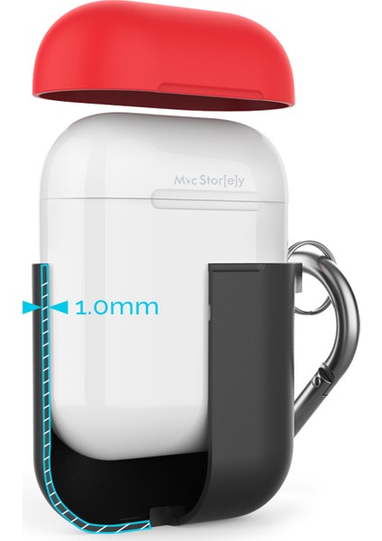 AirPods Kılıf Koruyucu Case Silikon Kemer Klips Yedek Kapak Hediyeli
