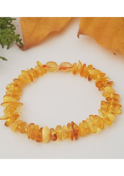 Damla Kehribar Parlak Limon Rengi Yetişkin Bileklik