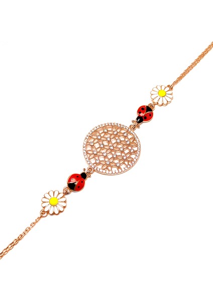 Papatya ve Uğur Böceği Rose Gümüş Bileklik