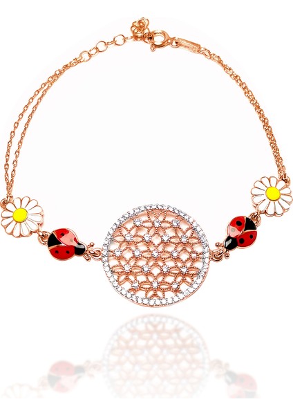 Papatya ve Uğur Böceği Rose Gümüş Bileklik modelleri