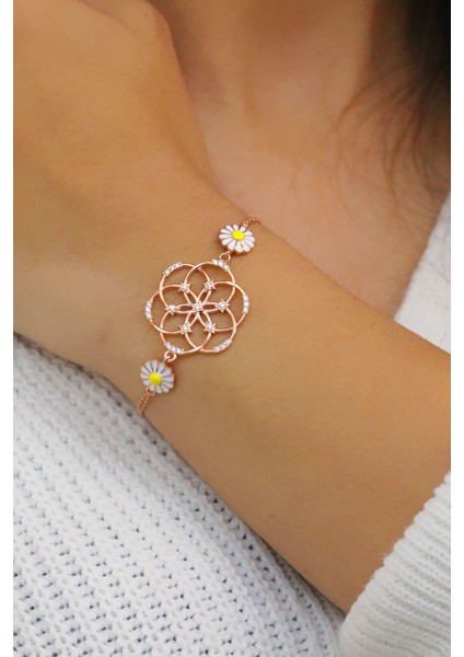 Papatya Model Rose Gümüş Bileklik fiyatları