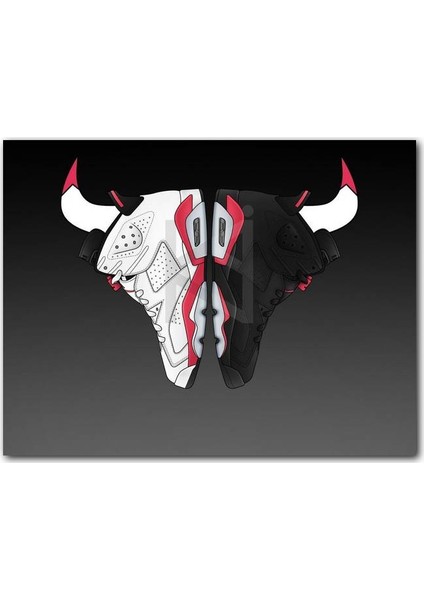 Cakatablo Ahşap Tablo Basket Ayakkabılarından Bulls Amblemi